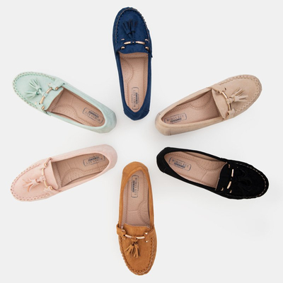 Mocasini dama negri cu franjuri Amillad - Încălțăminte