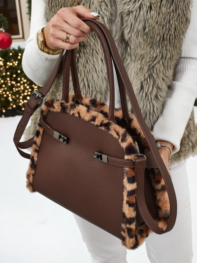 Geantă mică de damă din piele ecologică cu imprimeu de panteră Panthory