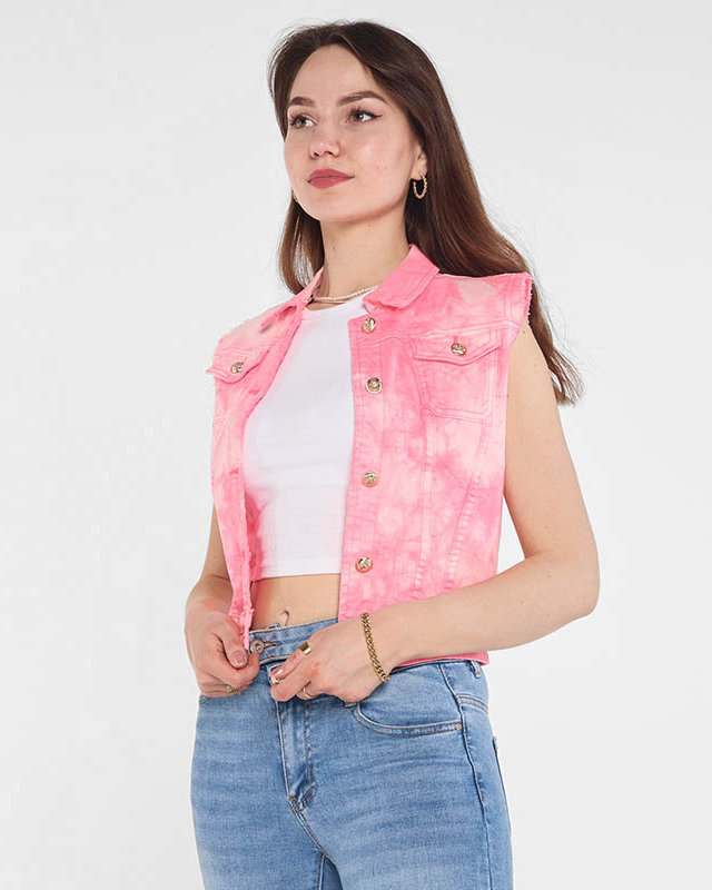 Vestă roz de damă din denim - Îmbrăcăminte