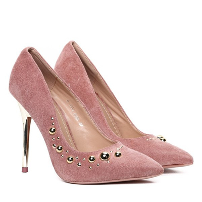 Różowe czółenka z dżetami Avalyn- Obuwie