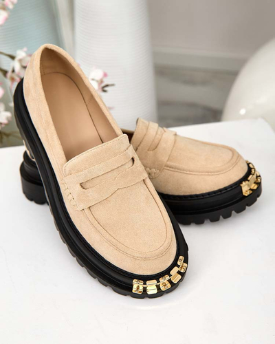 Mocasini Giulia Bej din Piele Ecologică