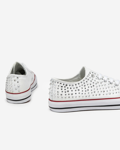 OUTLET Tenisi dama cu zirconiu cubic colorat in alb Amanda - Incaltaminte