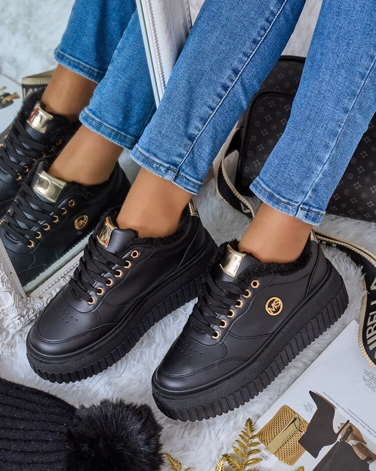 Royalfashion Adidași încălțați de damă cu blană Sofi