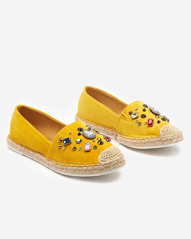 OUTLET Espadrile galbene din piele intoarsa pentru femei cu zirconiu cubic Mediros - Incaltaminte