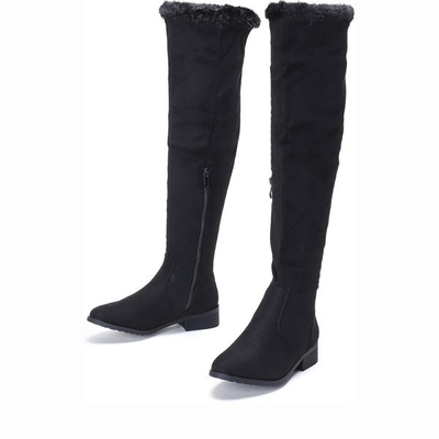 Czarne kozaki na płaskim obcasie Willia - Obuwie