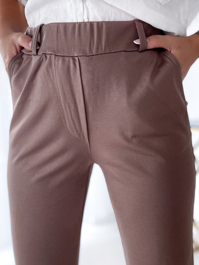 Royalfashion Pantaloni treggings pentru femei maro deschis