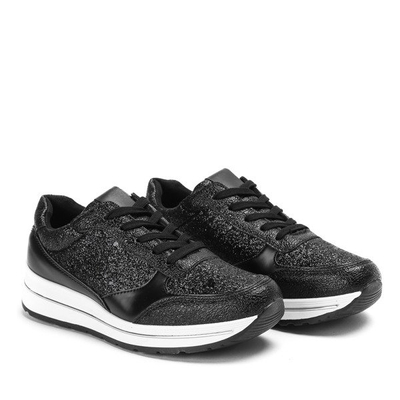 Czarne buty sportowe z brokatem Ronnie - Obuwie