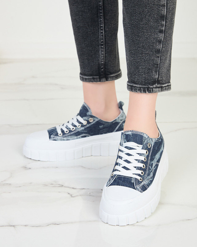 Tenisi de dama bleumarin a'la jeans pe platforma Resi - Incaltaminte