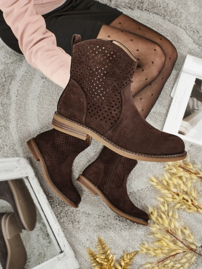 Botine ajurate eco-întoarse cu branț natural Nolani