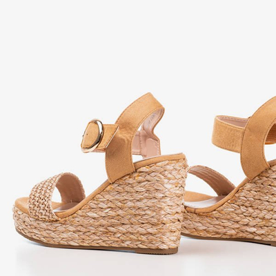 Brązowe sandały na koturnie Baska - Obuwie