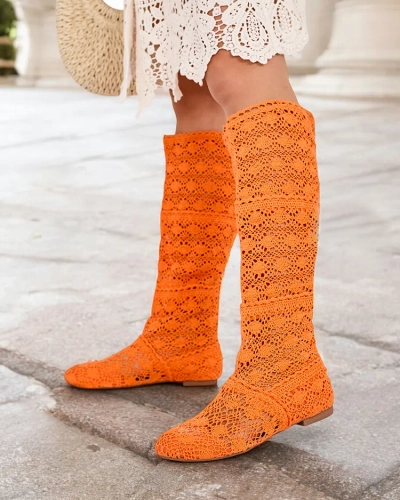 Royalfashion Cizme întredeschise până la genunchi pentru femei Corro