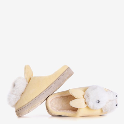 Papuci de damă bej și galbeni cu iepurașul Lula - Încălțăminte