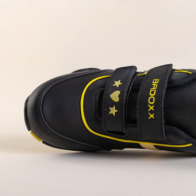 Pantofi sport de copii negri cu decorațiuni galbene Miniel - Încălțăminte