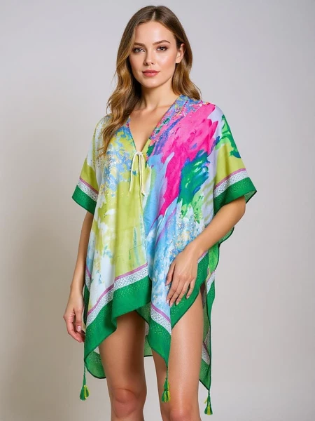 Pareo de damă Royalfashion Callista colorat până la genunchi cu decolteu în V