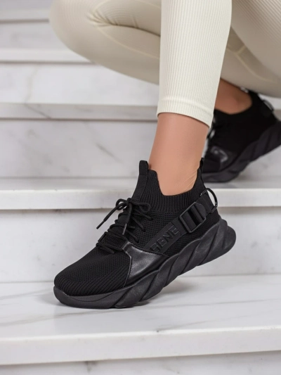 Esmeralda Sneakers Negri cu Toc Plat