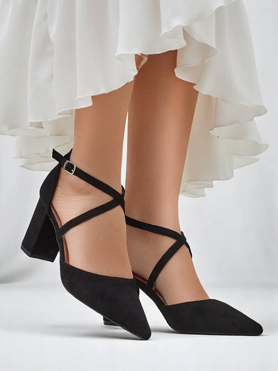 Royalfashion Pantofi de damă din eco-piele întoarsă cu barete Kanastru