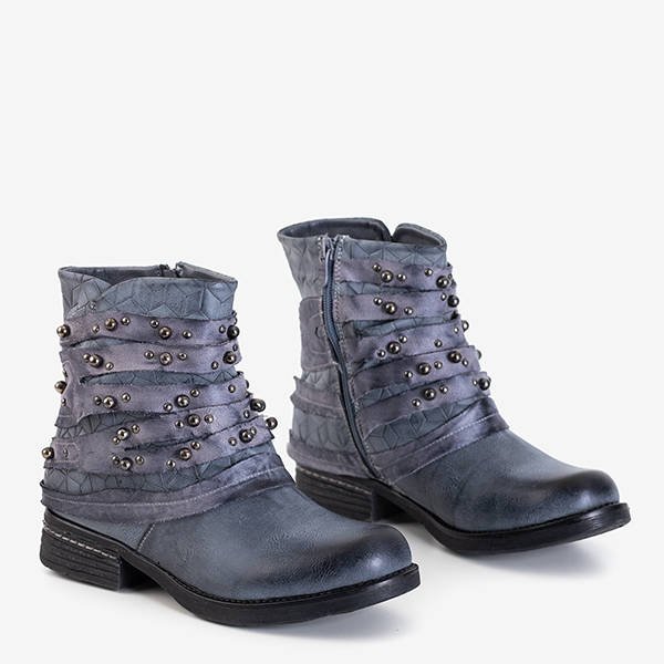 Cizme de damă albastre cu dungi Adalia - Încălțăminte