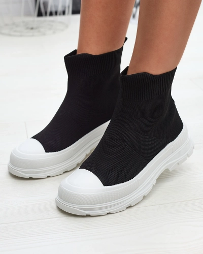 Negru pantofi de sport de damă înalți slip-on a'la sneakers Vertiks - Încălțăminte