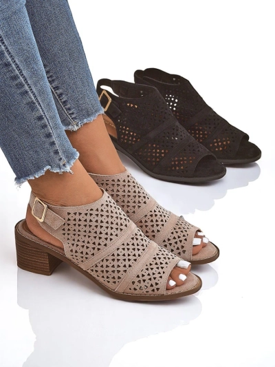 Royalfashion Sandale de dama cu toc mic, ajurate, Elira