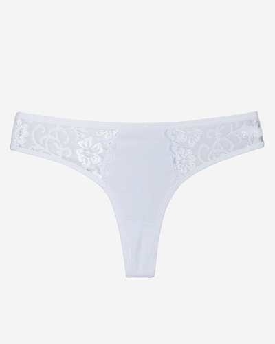Chiloți tanga damă albă din dantelă - Lenjerie intimă