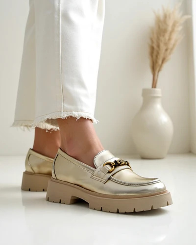 Royalfashion Mocasi pentru femei placate cu aur Goldlove