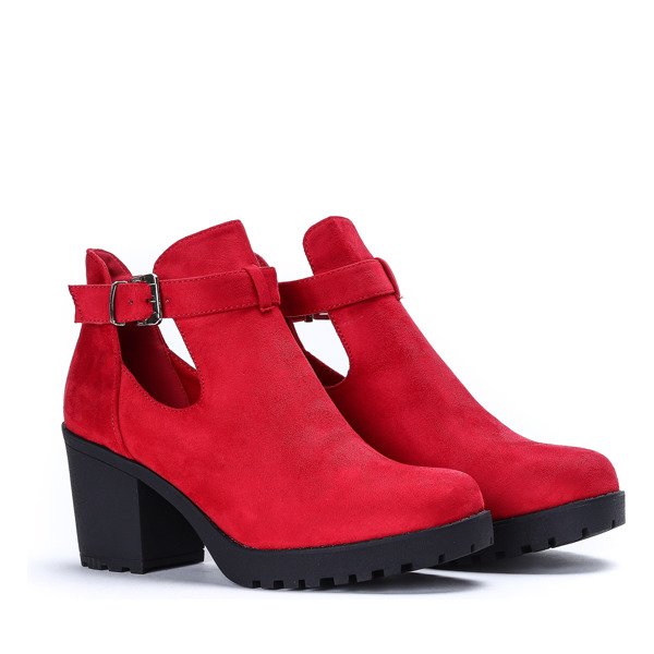 Czerwone botki na wysokim słupku Moonlight - Obuwie