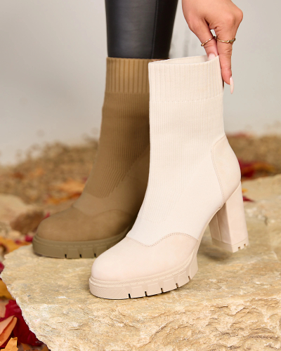Royalfashion Cream Bottini flexibili cu toc mai înalt pentru femei