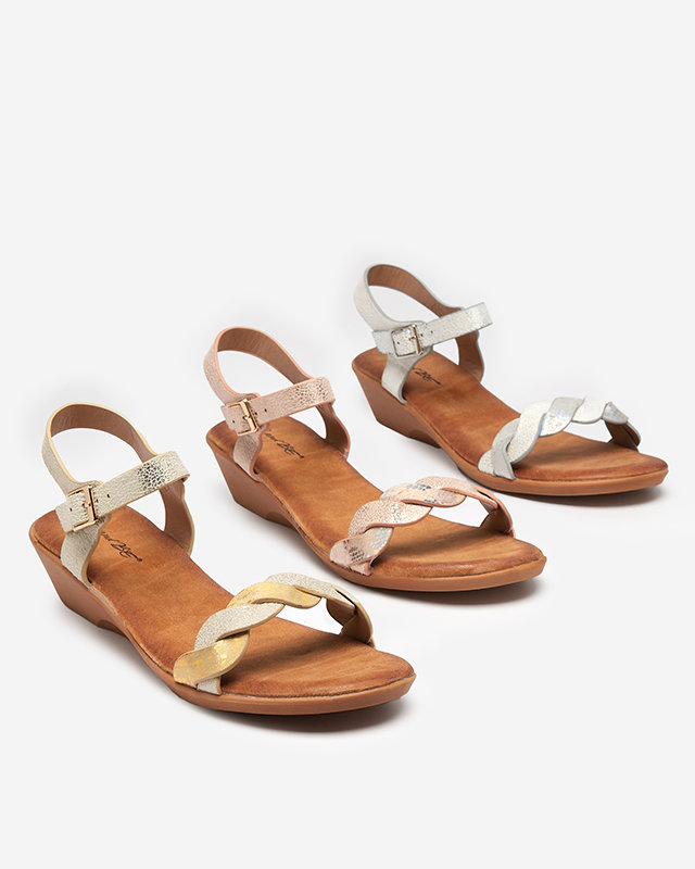 Sandale de damă aurii cu inserții holografice Neluna - Pantofi