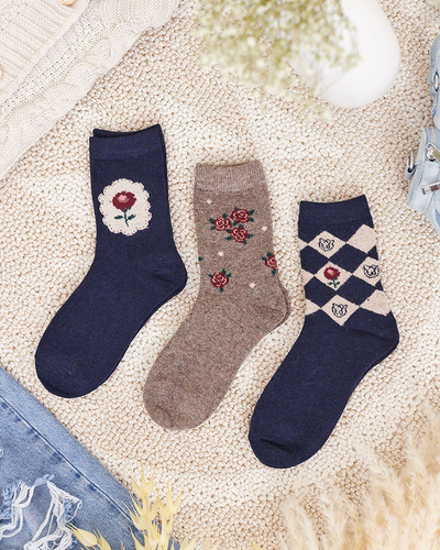 Royalfashion Set de șosete cu imprimeu pentru femei 3/pachet