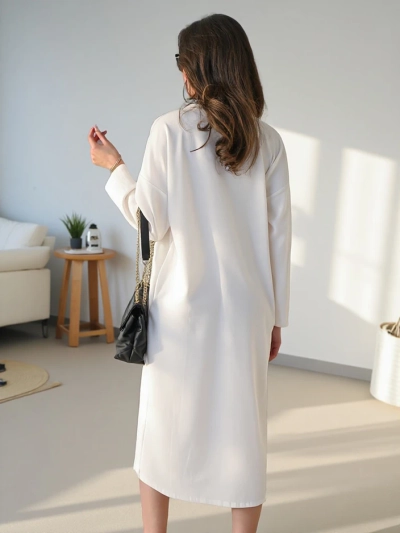 Rochie midi oversized din material Royalfashion pentru femei cu o floare