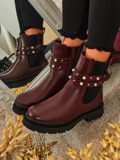 Botine înalte de damă din piele ecologică Pearl Mist