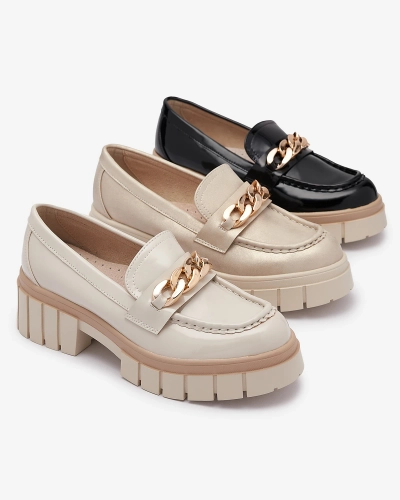 Mocasini de damă lăcuiți, bej Aquan- Footwear