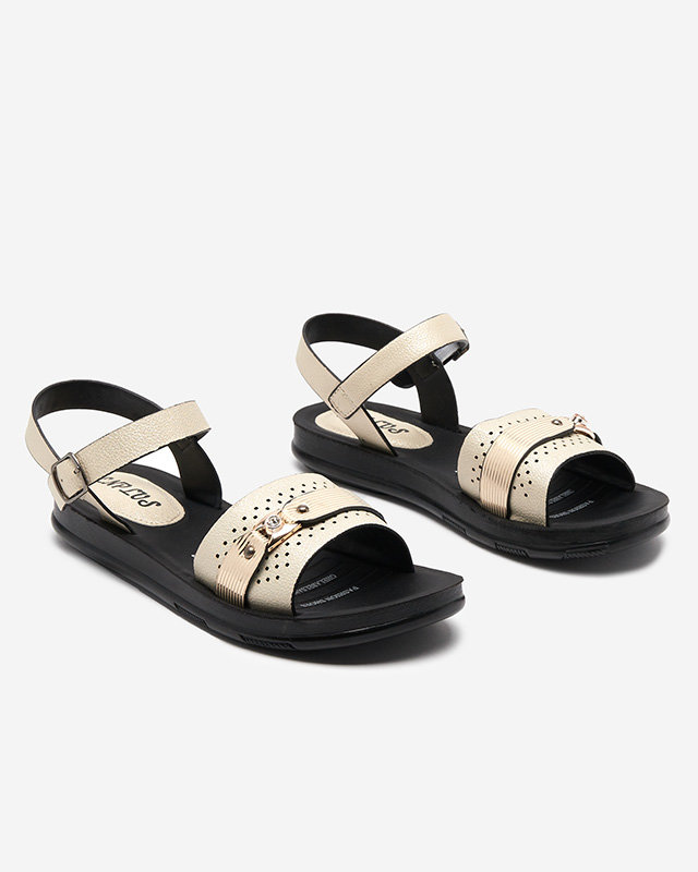 OUTLET Sandale plate dama bej lucios Nafi- Incaltaminte