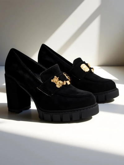 Katherine Elegante Pantofi Stiletto Negri din Piele Întoarsă