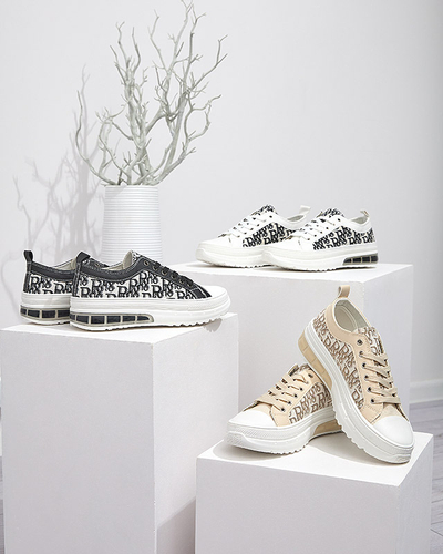 Sneakers Livia în Culoarea Alb-Negru cu Platformă