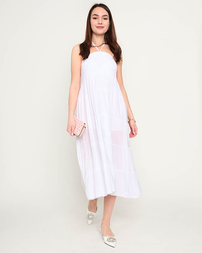 Rochie midi albă PLUS SIZE - Îmbrăcăminte