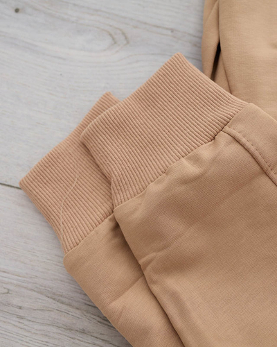 Pantaloni de trening de dama bej cu zirconiu cubic - Imbracaminte