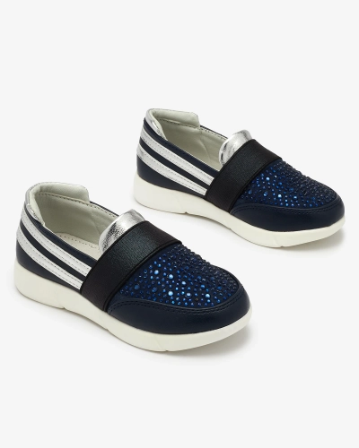 OUTLET Royalfashion Adidași slip-on pentru copii de culoare bleumarin-negru Ciarala