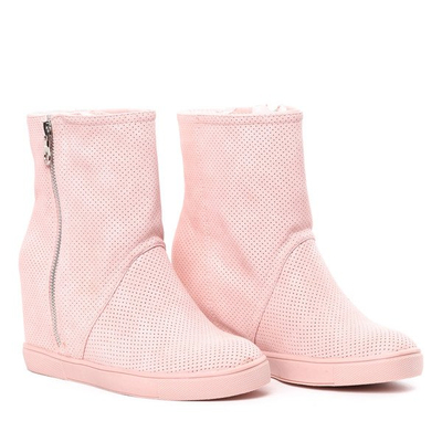 Różowe botki na koturnie Genesis - Obuwie