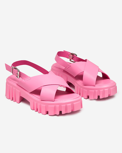 OUTLET Sandale de dama roz neon pe talpa groasa Otida - Incaltaminte