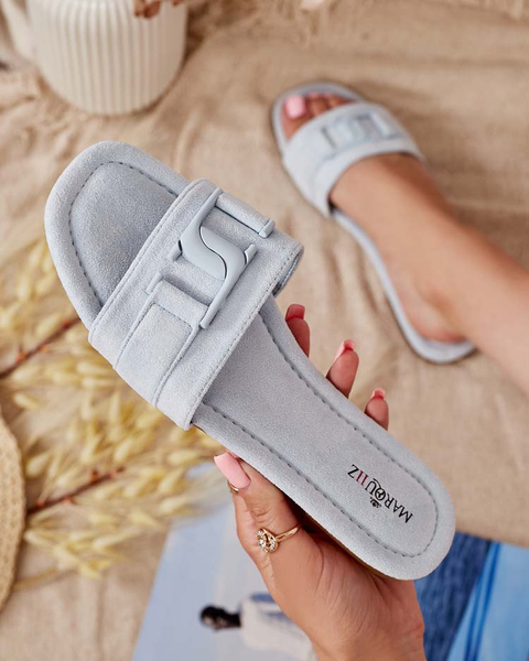 Royalfashion Șlapi de damă albaștri cu cataramă Rydr