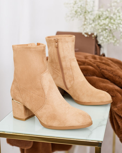 Royalfashion Cizme cu tocuri joase maro deschis pentru femei Rejerra