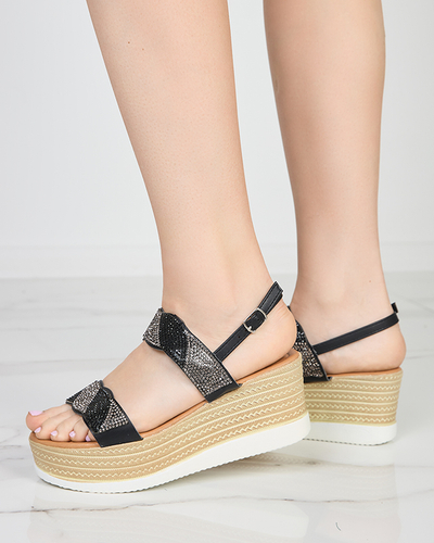 Sandale de dama negre cu zirconiu cubic Acroq - Pantofi