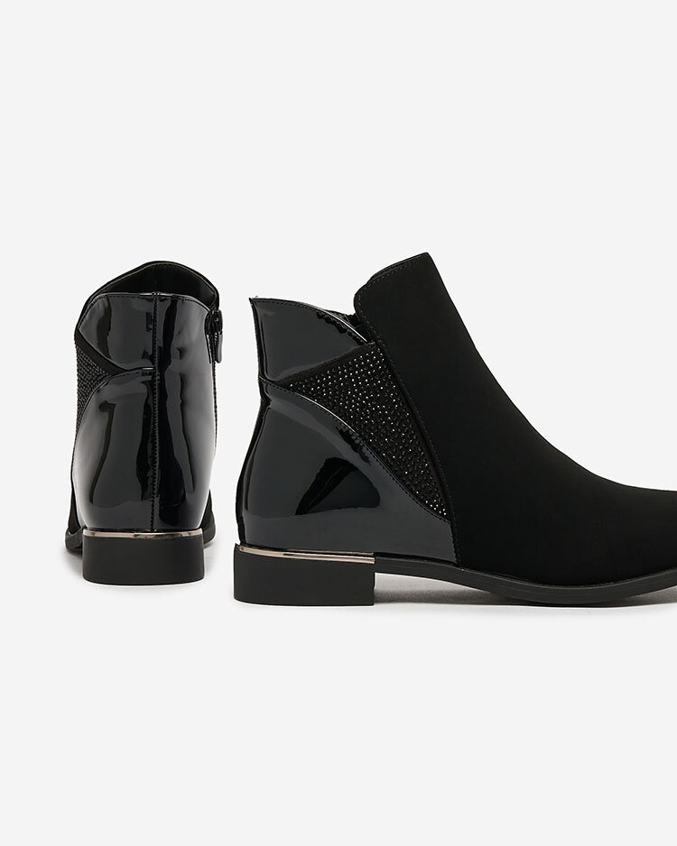 Royalfashion Cizme negre pentru femei cu zirconiu Overlissa