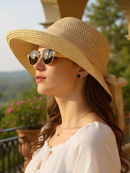 Royalfashion Pălărie de paie pentru femei Grace Ribbon