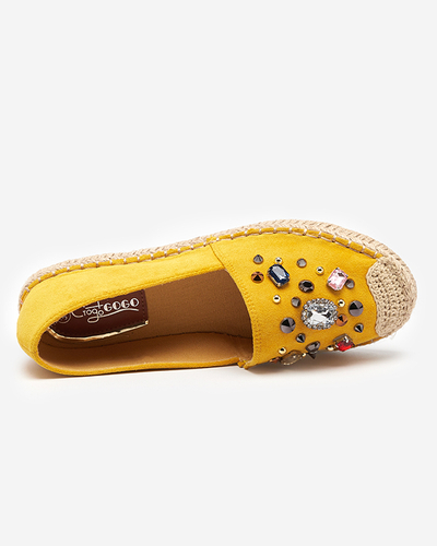 OUTLET Espadrile galbene din piele intoarsa pentru femei cu zirconiu cubic Mediros - Incaltaminte