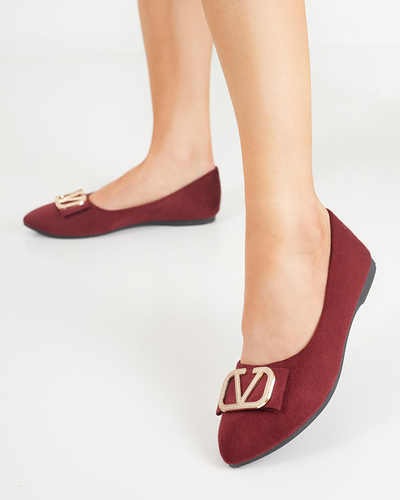 Balerini de dama bordeaux cu ornament pe varf Cavo - Incaltaminte