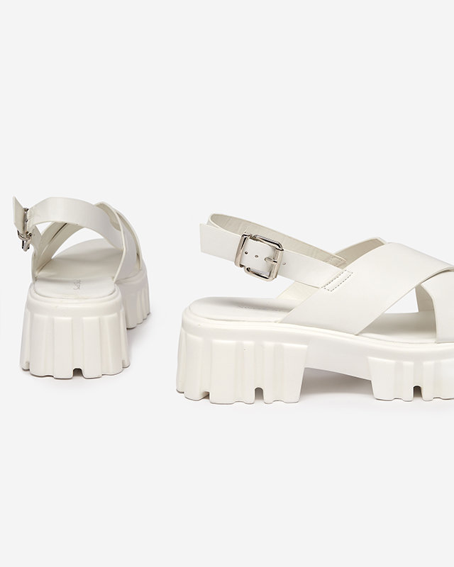 OUTLET Sandale albe de dama pe talpa masiva Otida - Incaltaminte