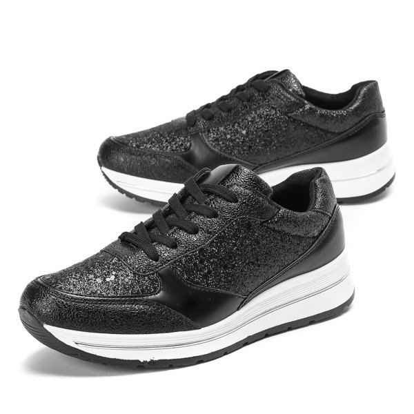 Czarne buty sportowe z brokatem Ronnie - Obuwie