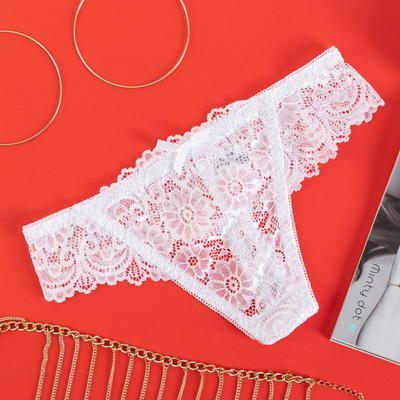 Tanga pentru femei din dantelă albă - Lenjerie de corp